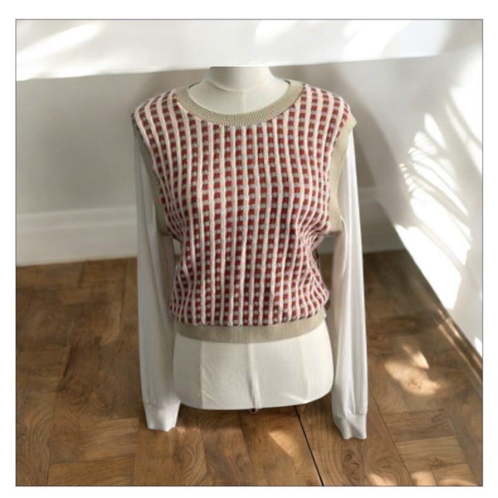 Zara Women's Sweater Vest with Attached Long Sleeves Pullover Top- EUC-Sz M​ - Picture 6 of 13